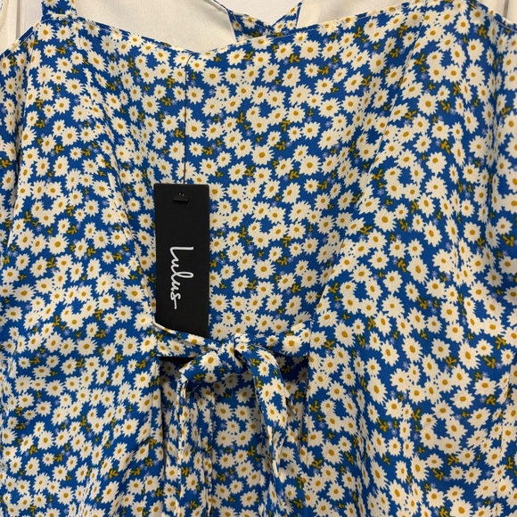 NWT Lulus Darling Daisies Blue Floral Print Midi Dress - Size M - Picture 9 of 12